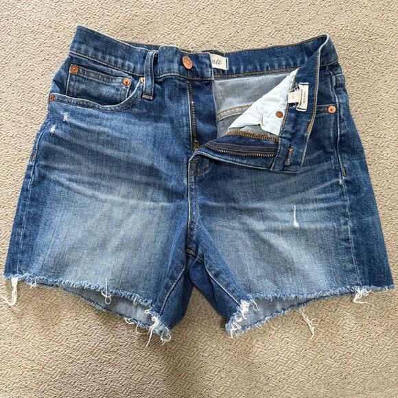 Madewell High-Rise Denim Shorts Destroyed Distressed Medium Wash size 25 - Picture 4 of 12